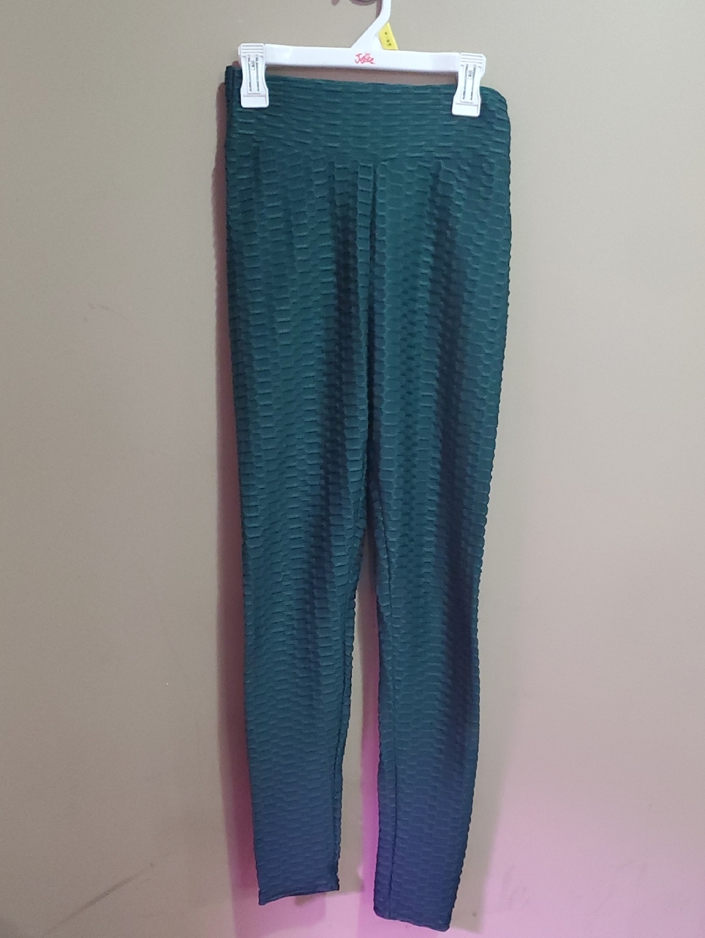 Textured High-Waist Leggings in Teal Size XS